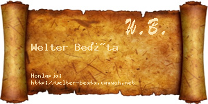 Welter Beáta névjegykártya