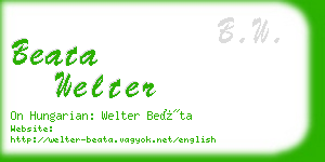 beata welter business card